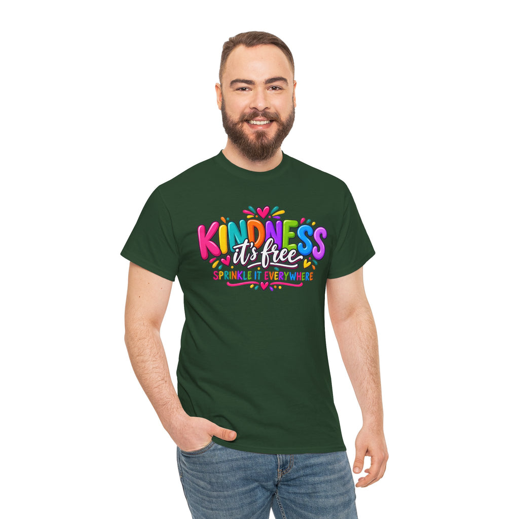 Kindness Is Free Rainbow Tee — Cute Positive Message T-Shirt