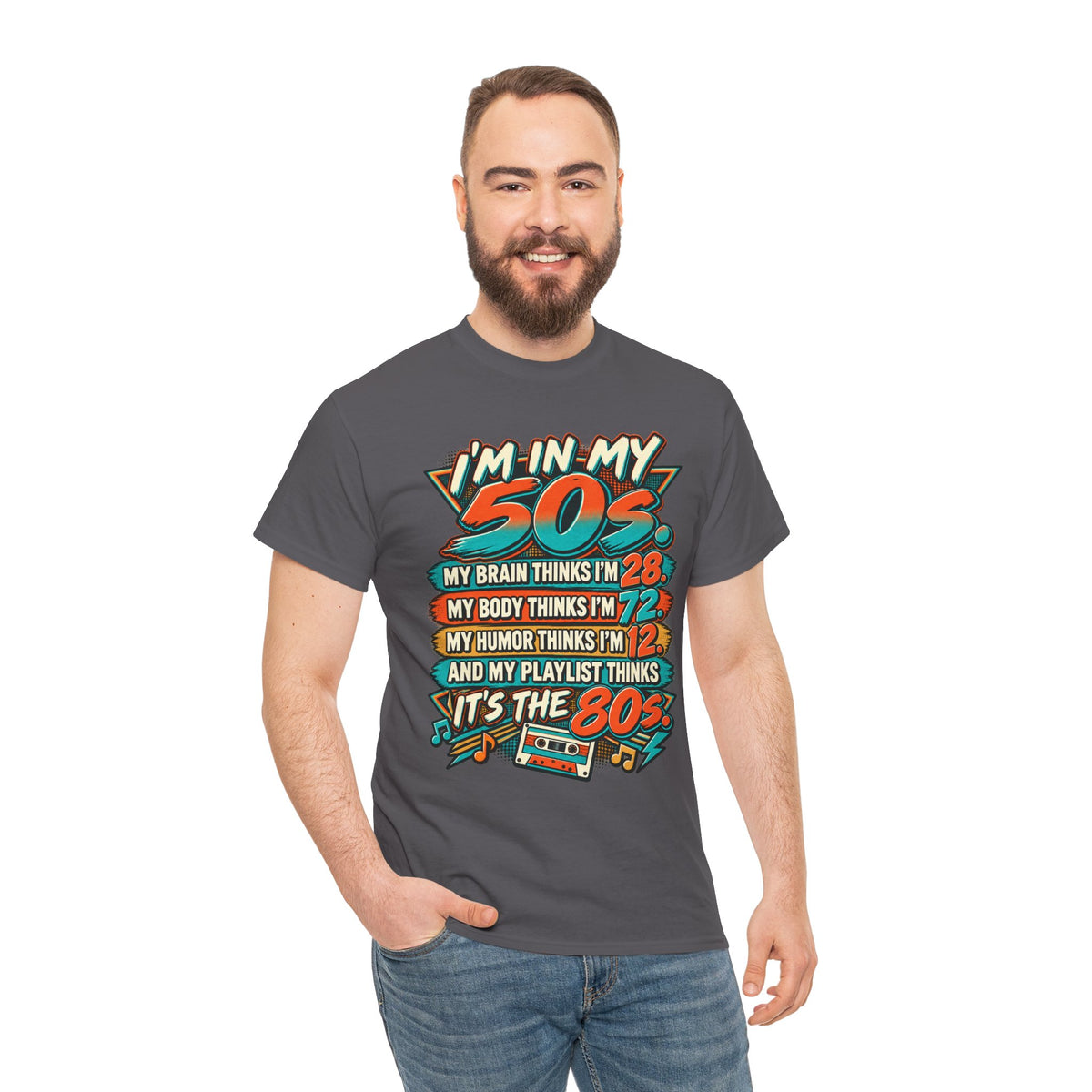 Retro 50s Birthday T‑Shirt — "I'm in My 50s" 80s Playlist Cassette Tee