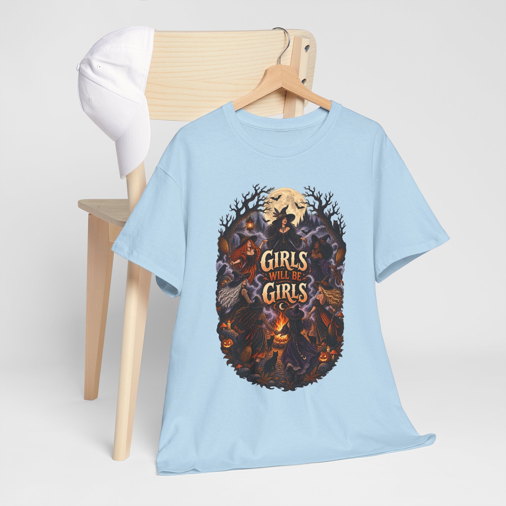 Girls Will Be Girls T-Shirt — Witchy Campfire Illustration Tee