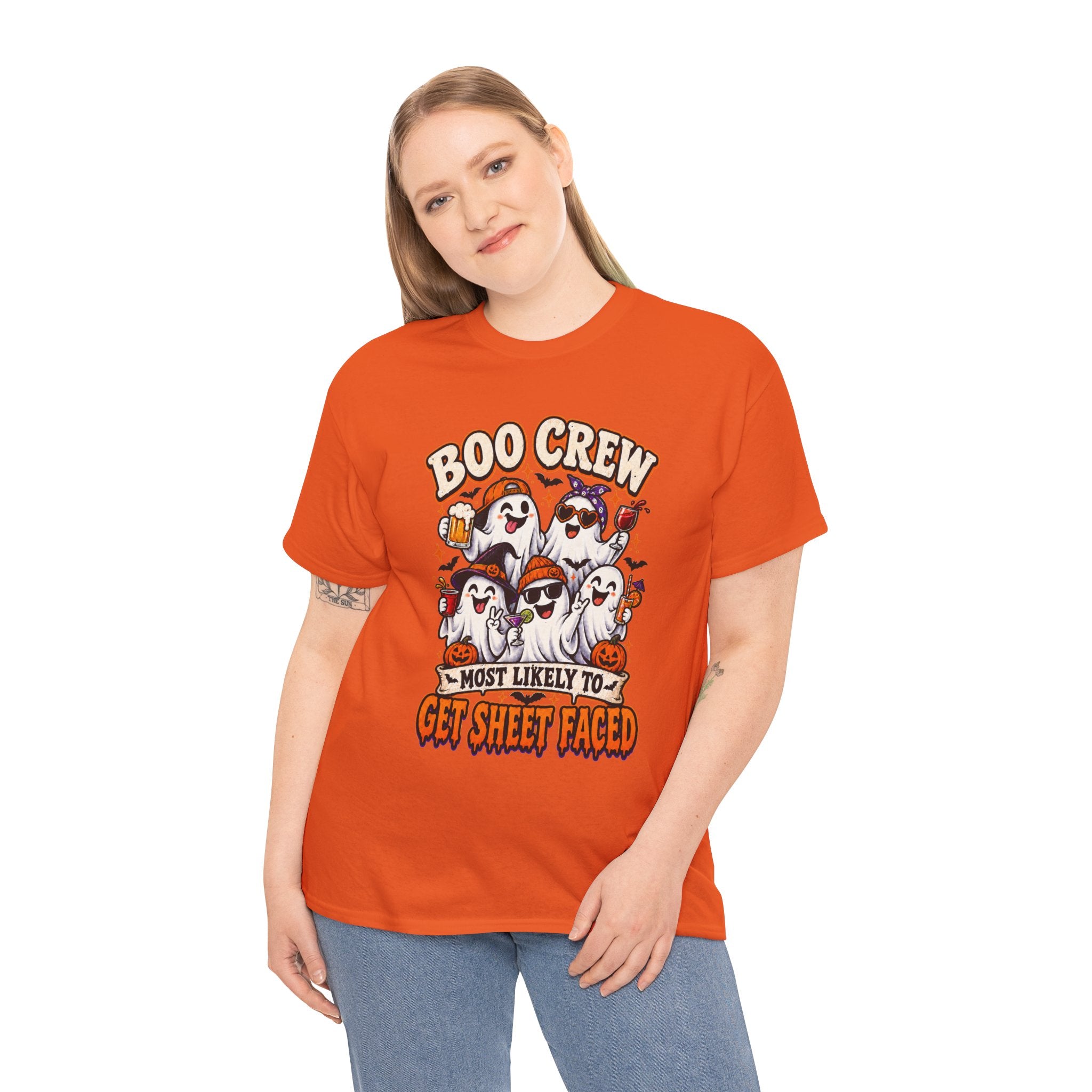 Boo Crew Halloween T-Shirt — “Most Likely to Get Sheet Faced” Funny Ghost Party Tee