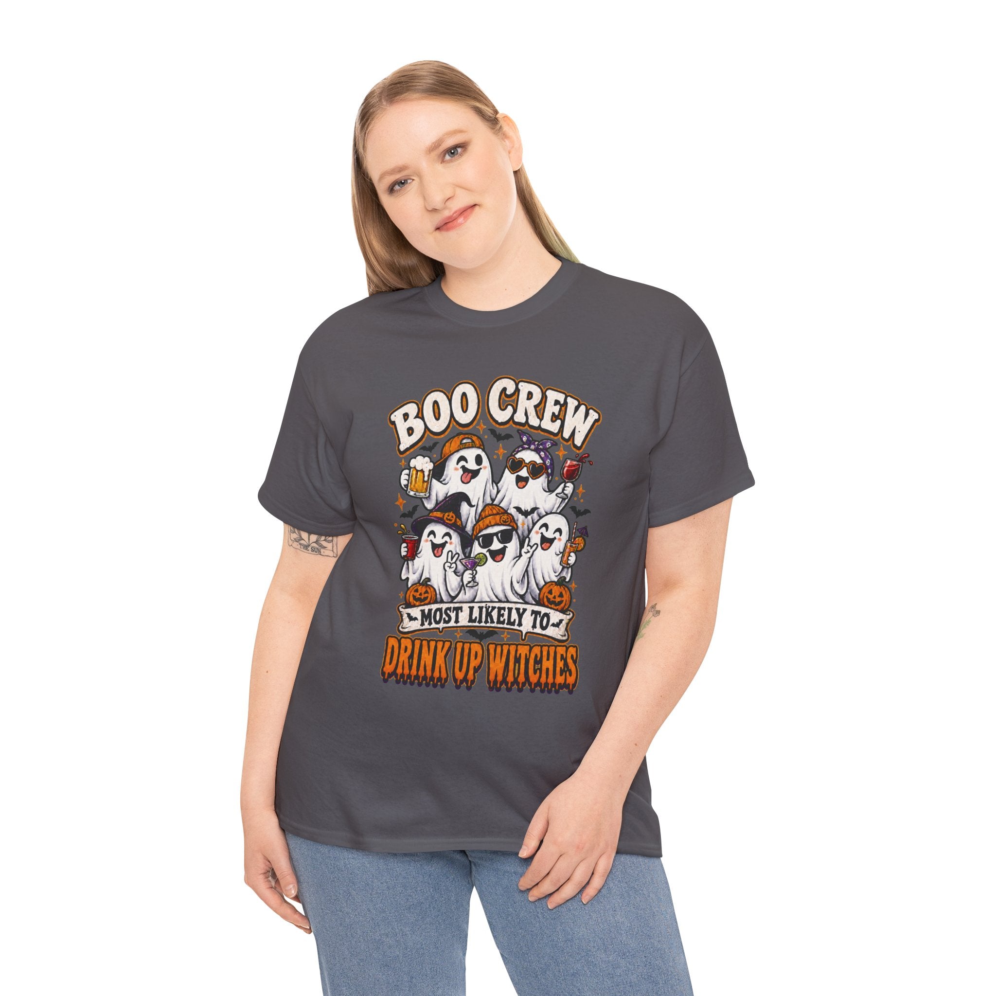 Boo Crew Halloween Tee — "Most Likely to Drink Up Witches" Ghost Party Shirt