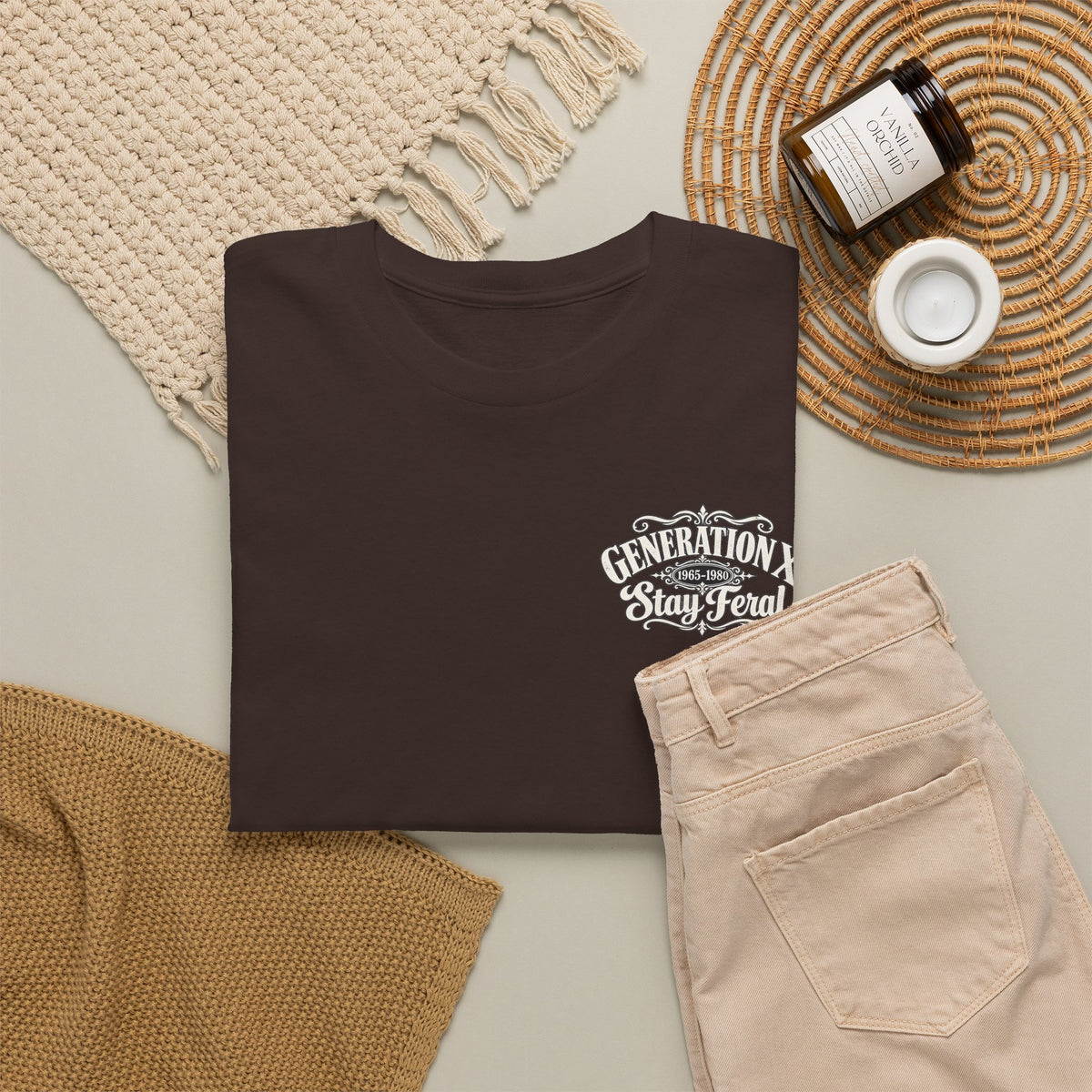 Generation X T‑Shirt — 'Stay Feral' Vintage Whiskey Label Tee (Born 1965–1980)