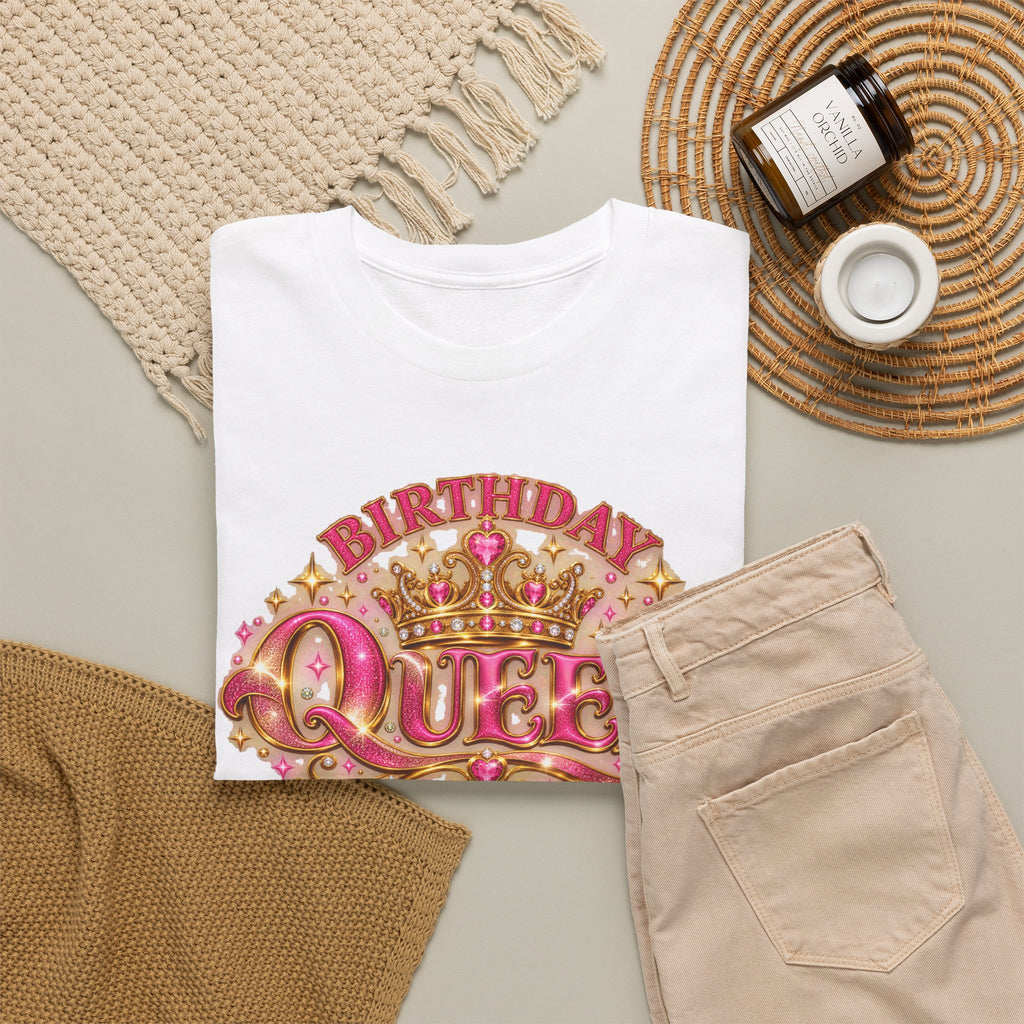 Birthday Queen Graphic T-Shirt | Pink & Gold Crown
