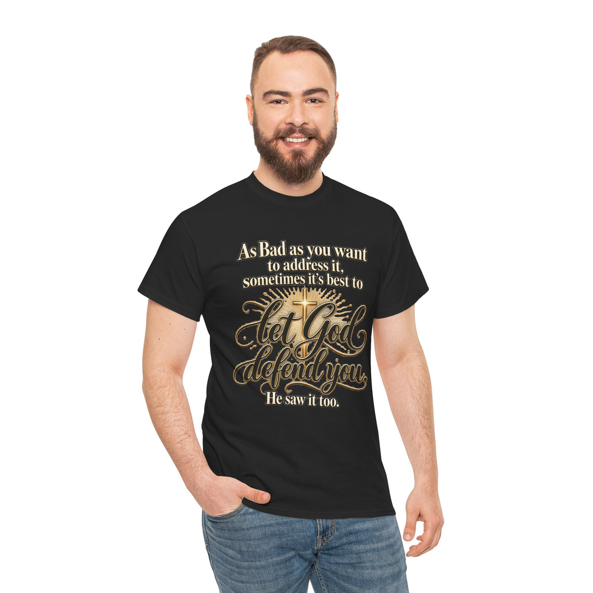 Let God Defend You Inspirational Christian T-Shirt