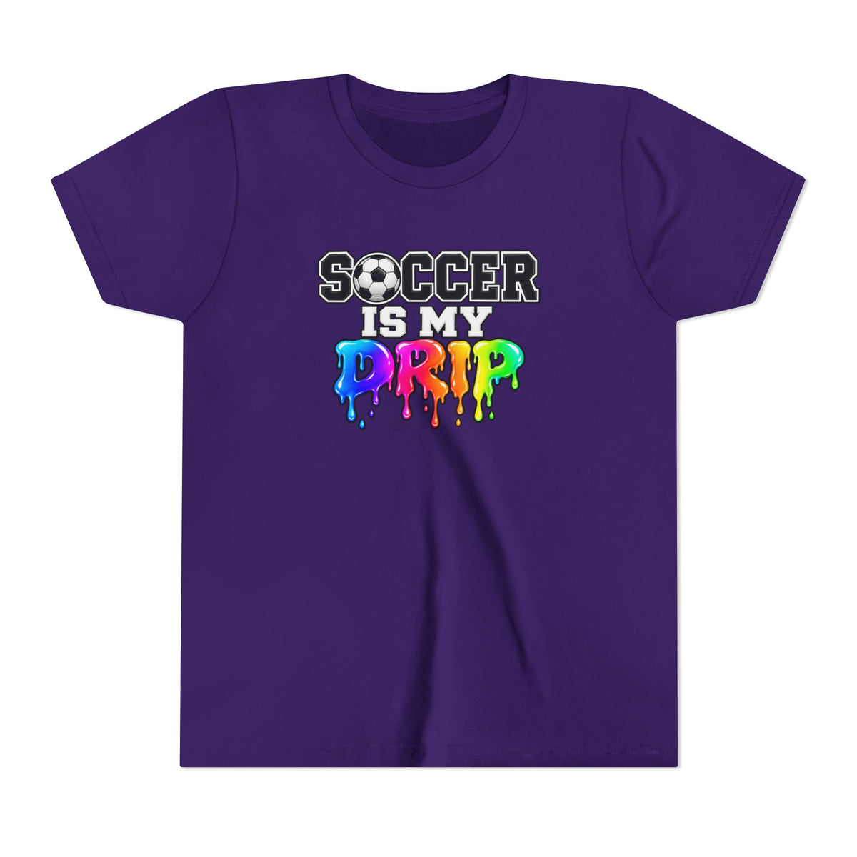 Youth Tee — "Soccer Is My Drip" Colorful Drip Soccer Graphic