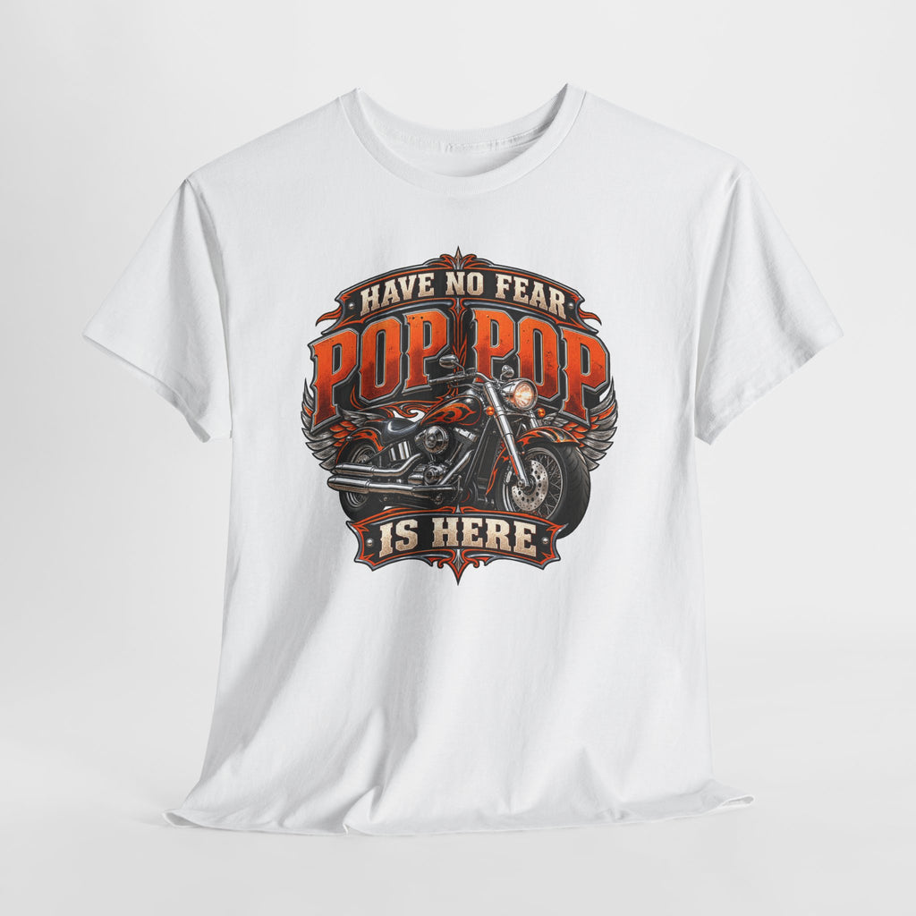 Pop Pop Is Here Motorcycle Dad T-Shirt