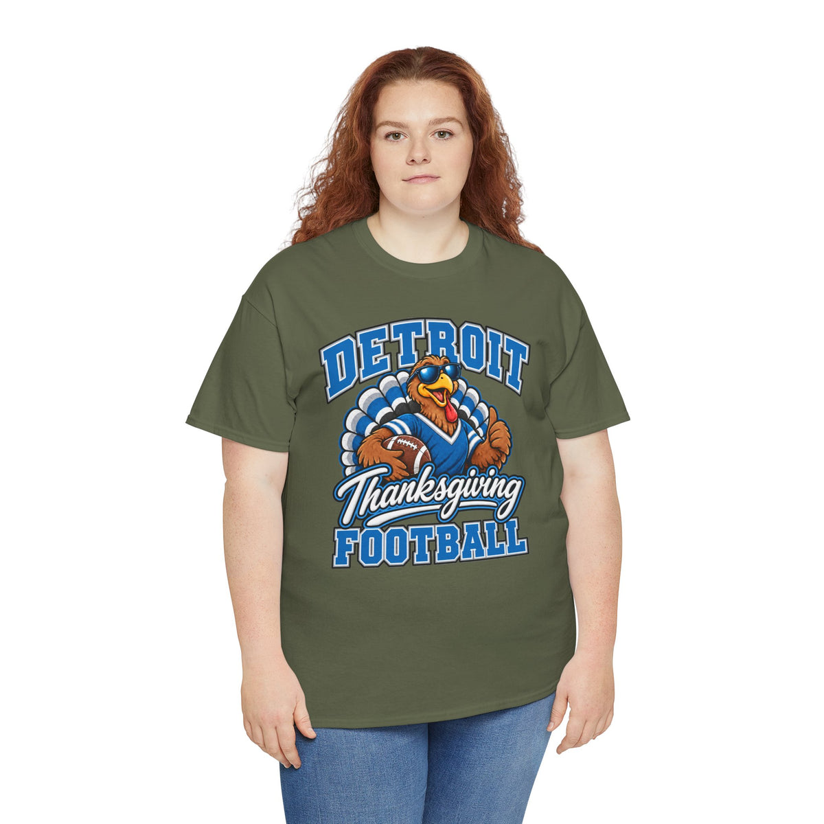 Detroit Thanksgiving Football Tee — Turkey Mascot Game Day Shirt