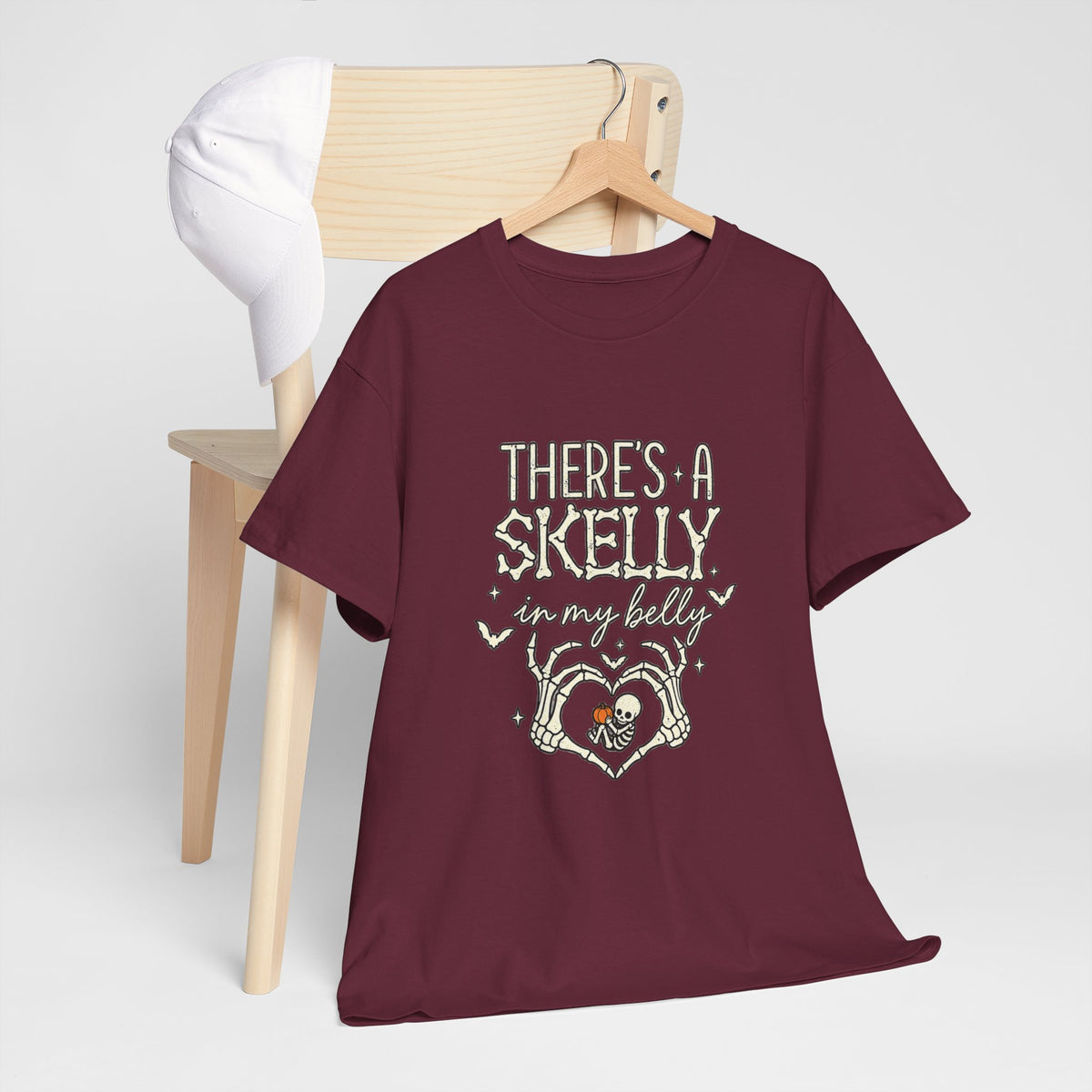 Skeleton Heart T‑Shirt — "There's a Skelly in My Belly" Cute Halloween Tee