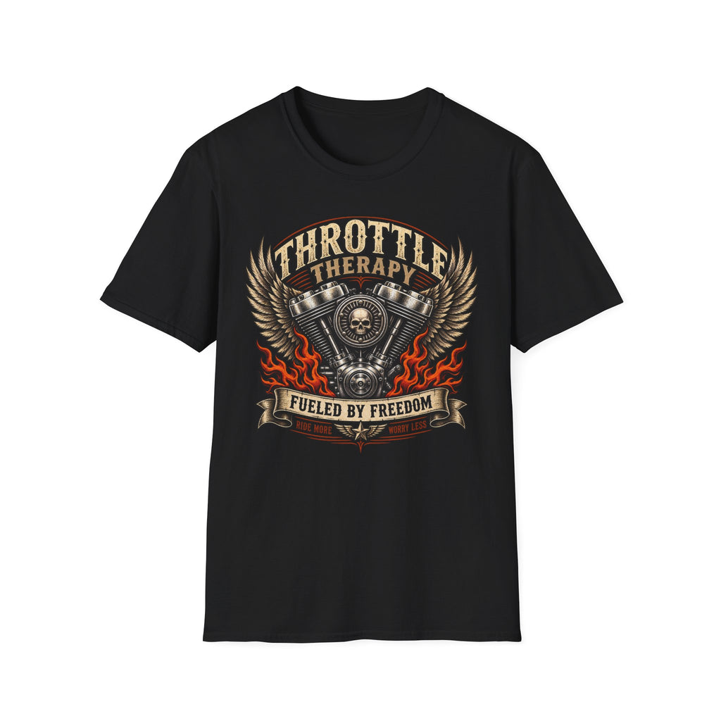 Throttle Therapy Motorcycle T‑Shirt — Fueled by Freedom Riding Tee