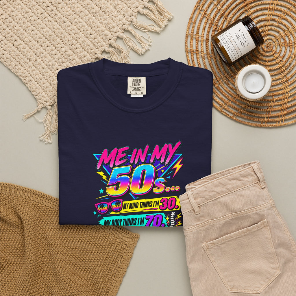 50th Birthday T-Shirt — "Me in My 50s... My Playlist Still Thinks It’s 1987" Retro Graphic Tee