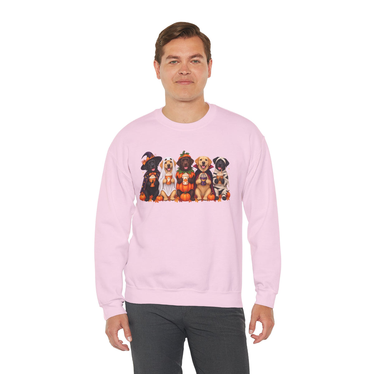 Halloween Dogs Crewneck Sweatshirt — Cute Puppies in Costumes Fall Pullover