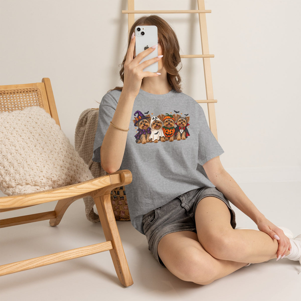 Halloween Yorkie T-Shirt — Cute Yorkies in Costumes (Pumpkin, Ghost, Witch, Vampire)