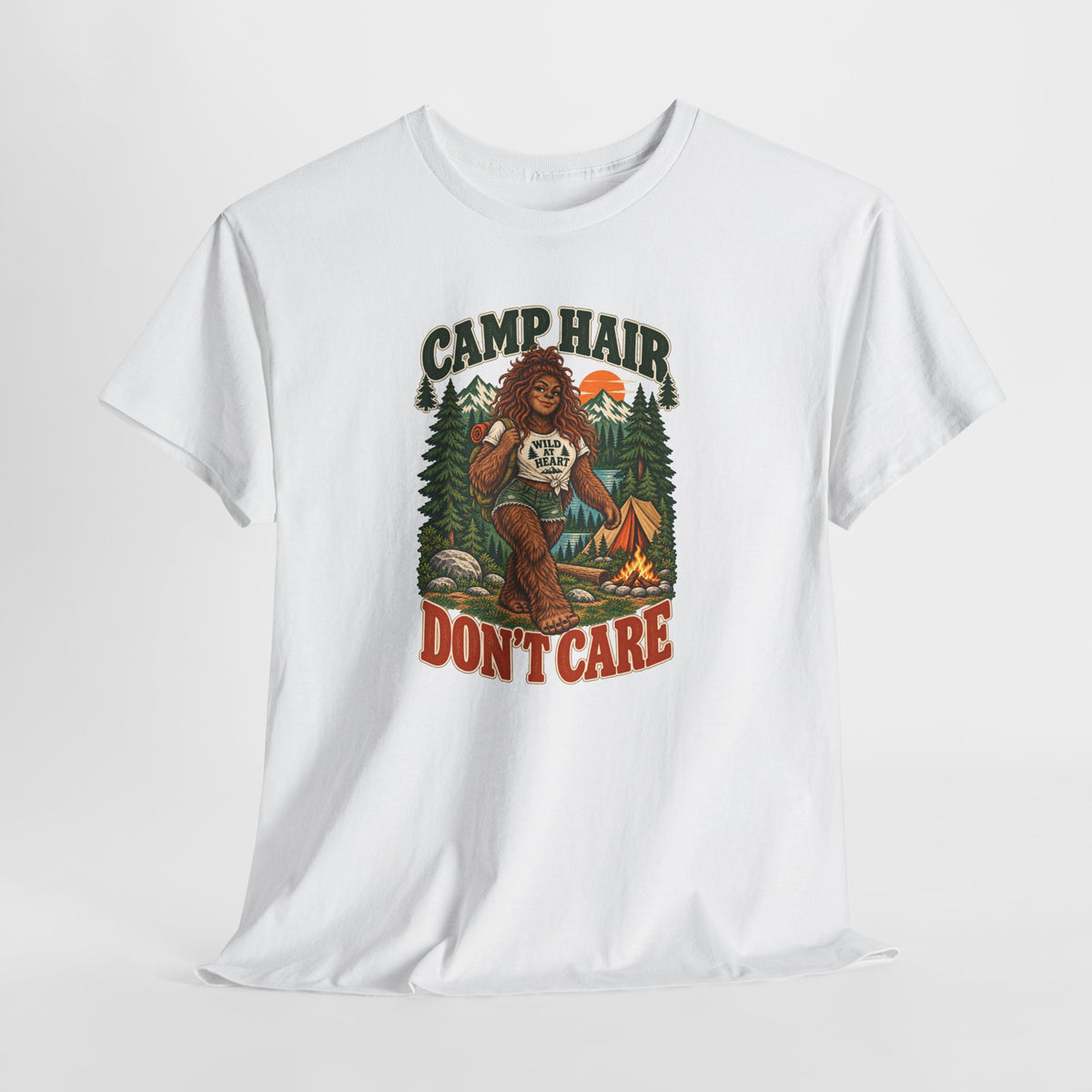 Camp Hair Don't Care T-Shirt — Retro Camping Graphic Tee