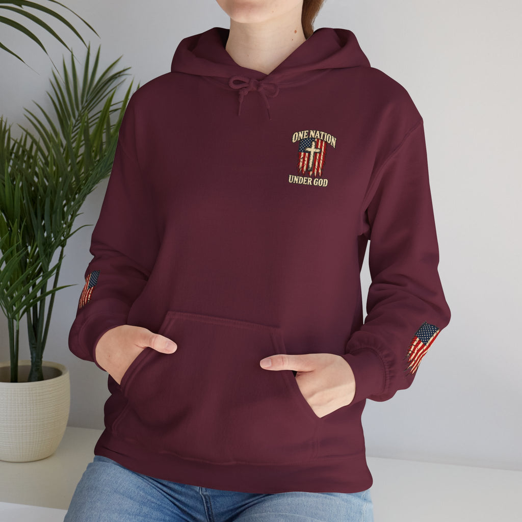 One Nation Under God Patriotic Cross Hoodie