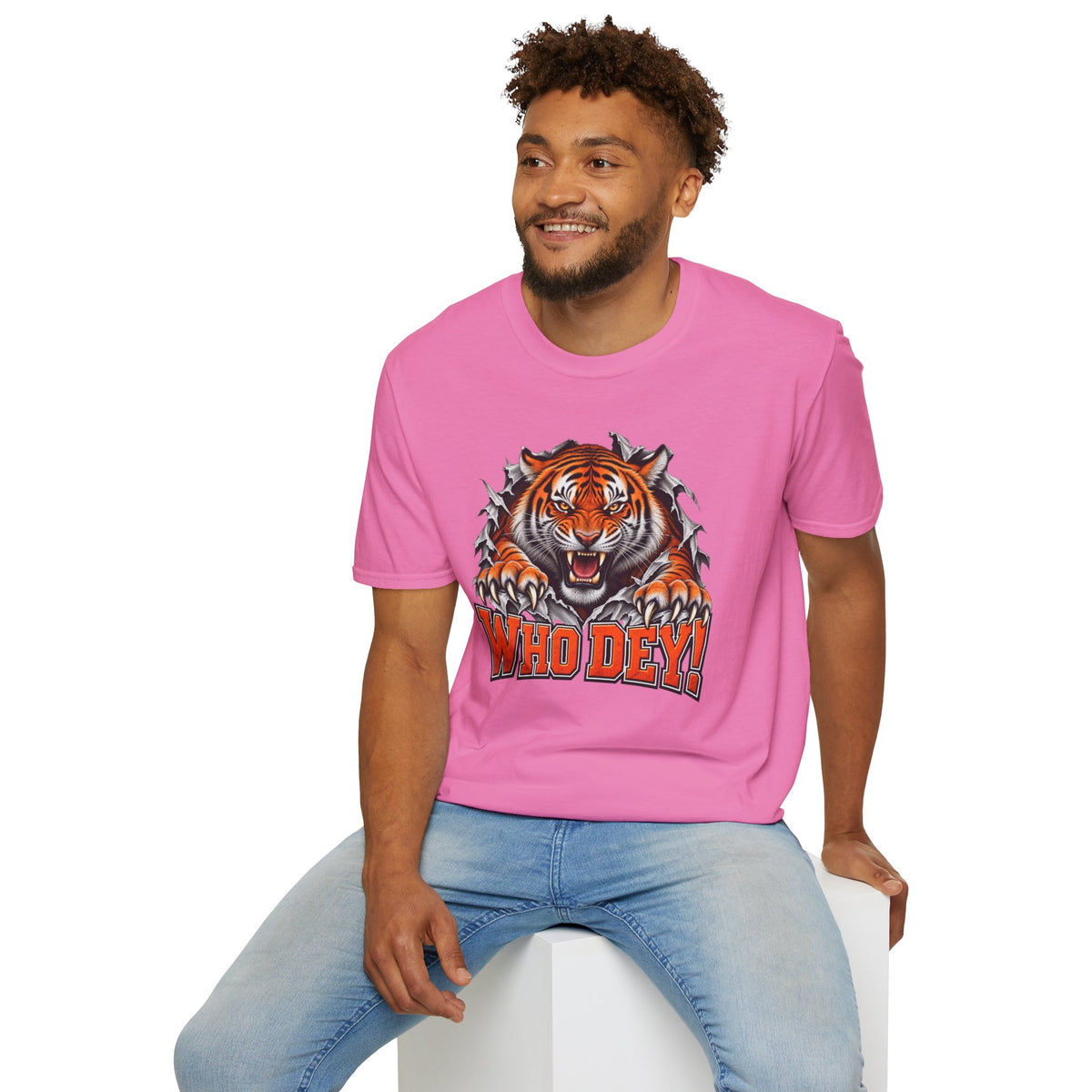 Tiger Graphic T-Shirt — "Who Dey!" Fierce Roaring Design