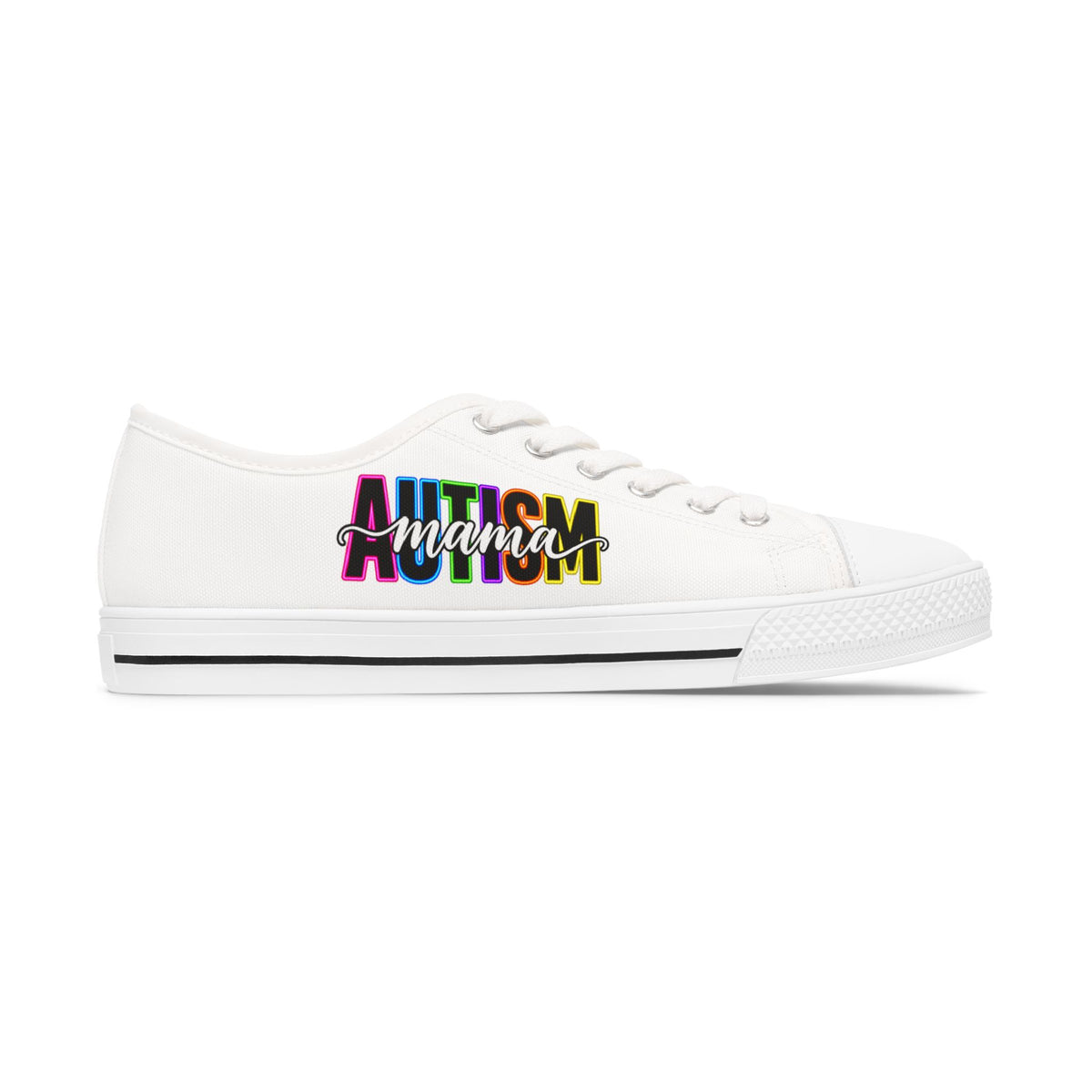 Low Top Sneakers — "Autism Mama" Multicolor Graphic