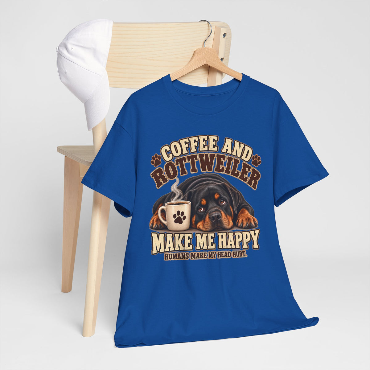 Coffee and Rottweiler Tee — "Coffee and Rottweiler Make Me Happy" Dog Lover Shirt