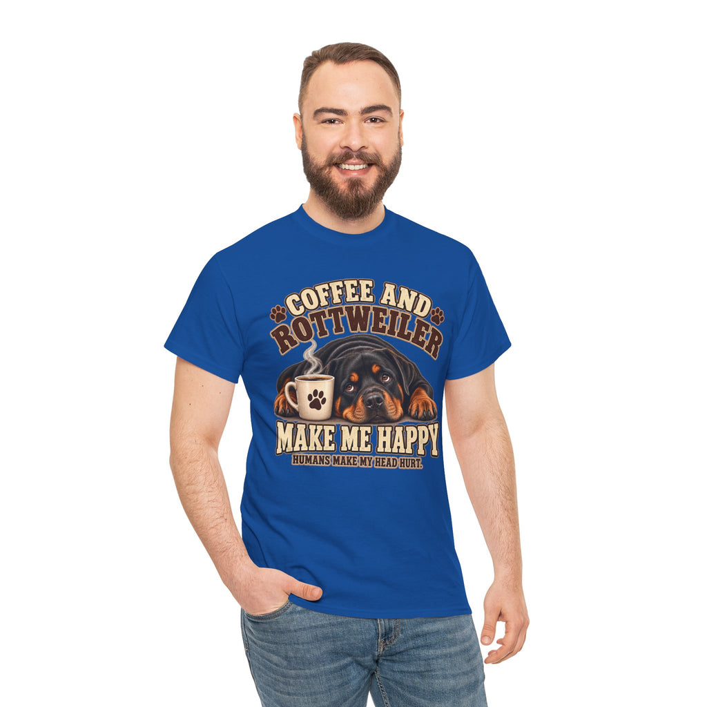 Coffee and Rottweiler Tee — "Coffee and Rottweiler Make Me Happy" Dog Lover Shirt