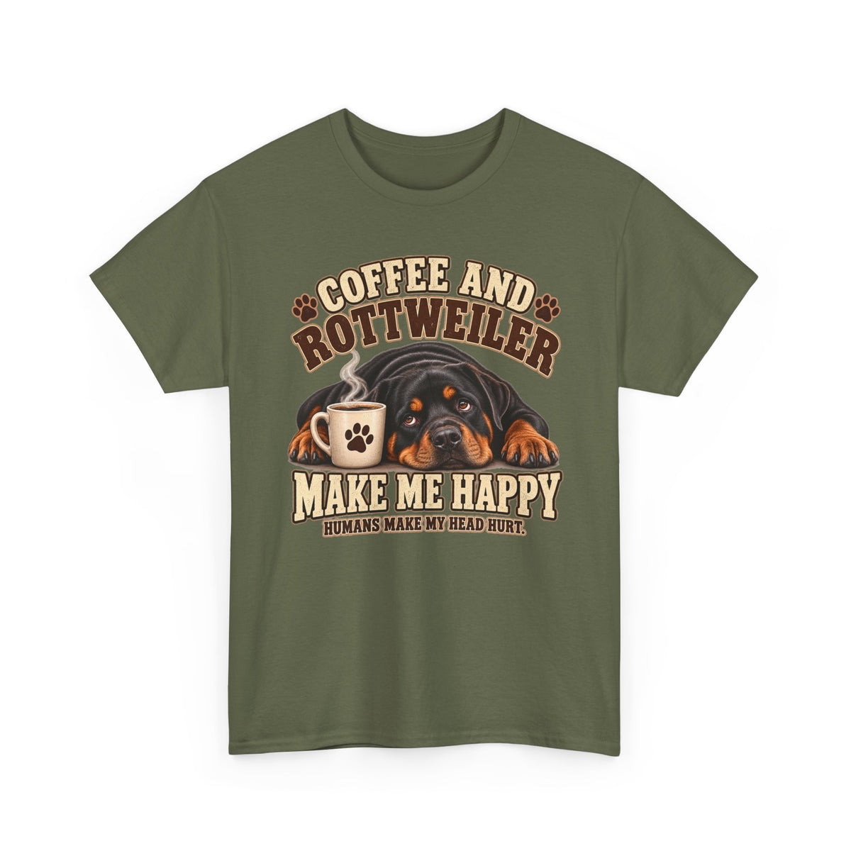 Coffee and Rottweiler Tee — "Coffee and Rottweiler Make Me Happy" Dog Lover Shirt