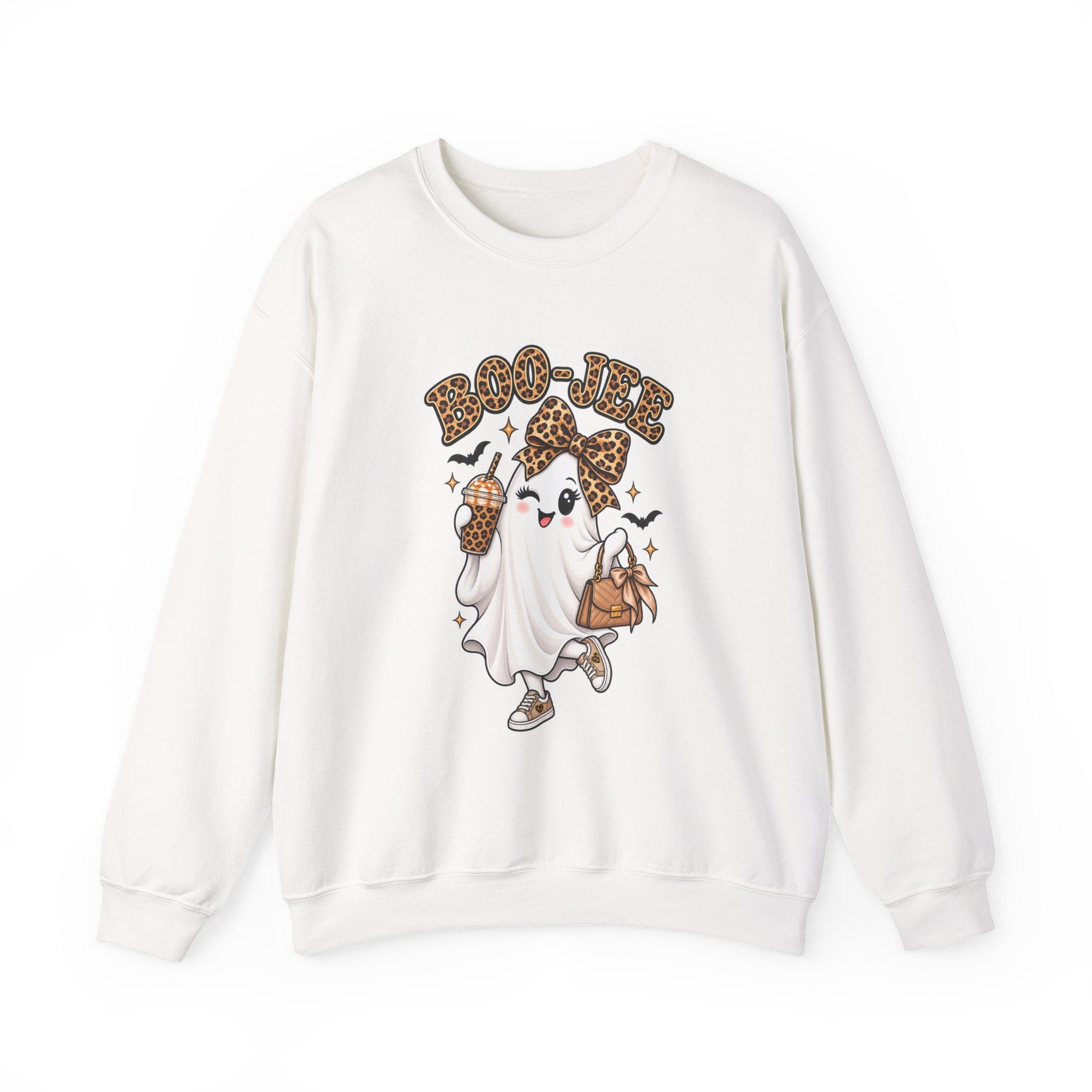 Cute Ghost Sweatshirt – Leopard Print Halloween Crewneck | Funny Boo Shirt Gift for Her