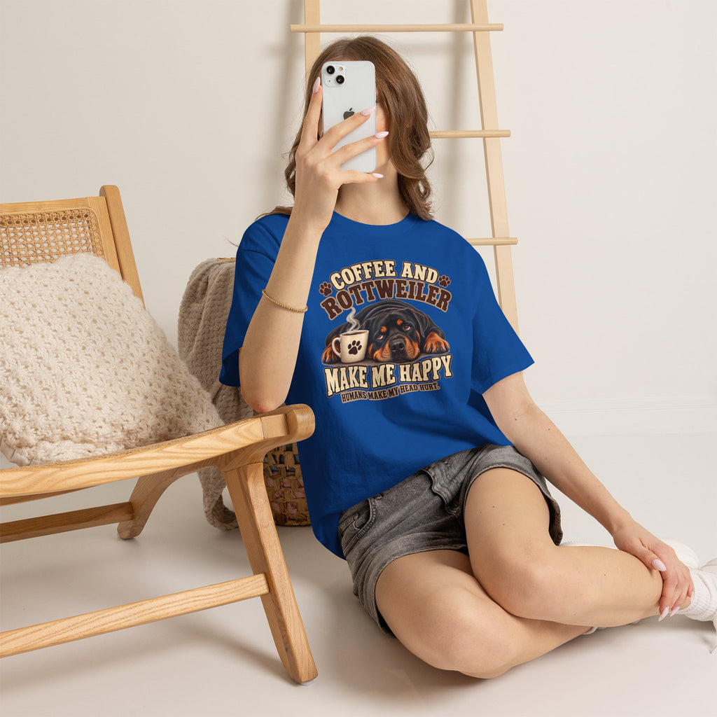 Coffee and Rottweiler Tee — "Coffee and Rottweiler Make Me Happy" Dog Lover Shirt