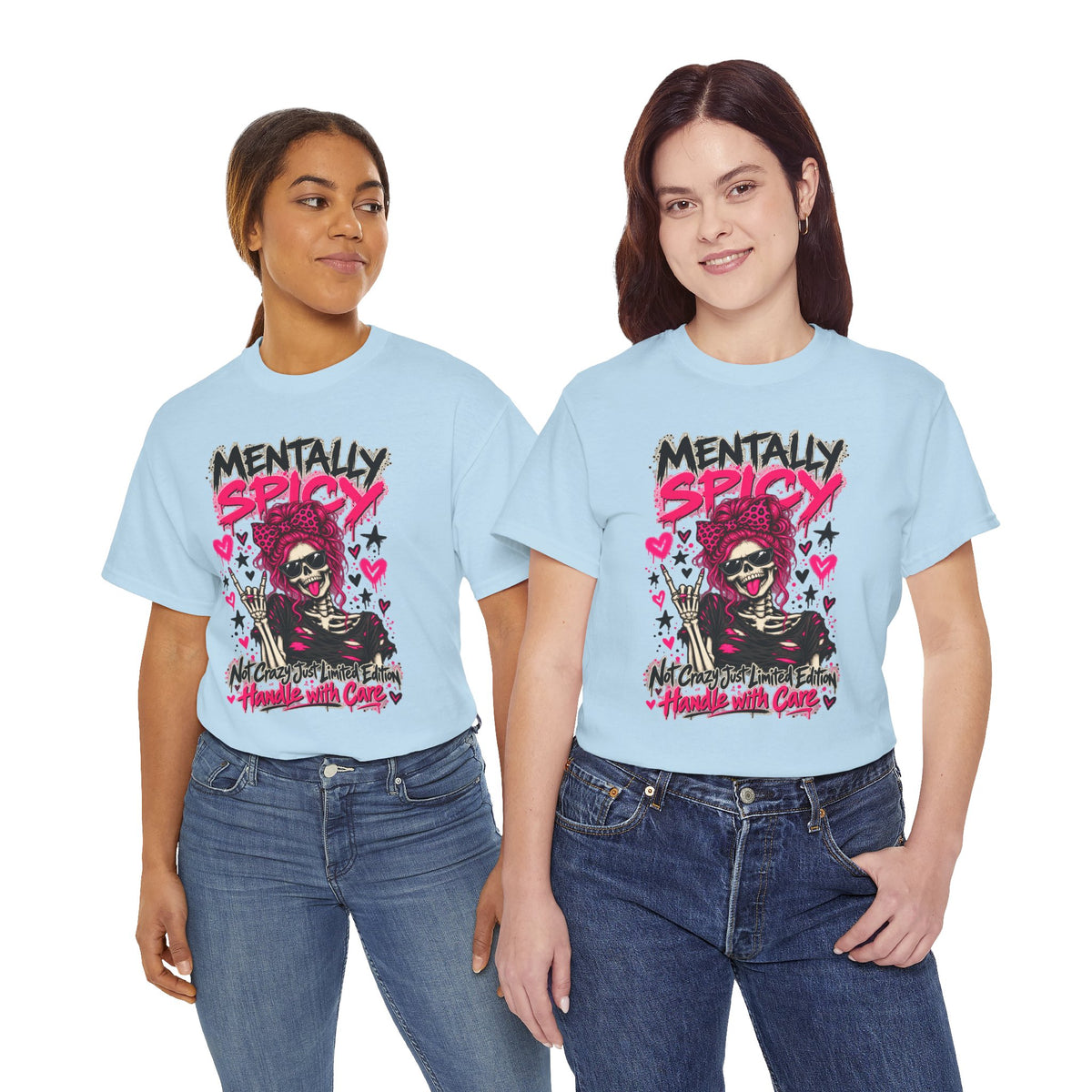 Mentally Spicy Skeleton Graphic T-Shirt