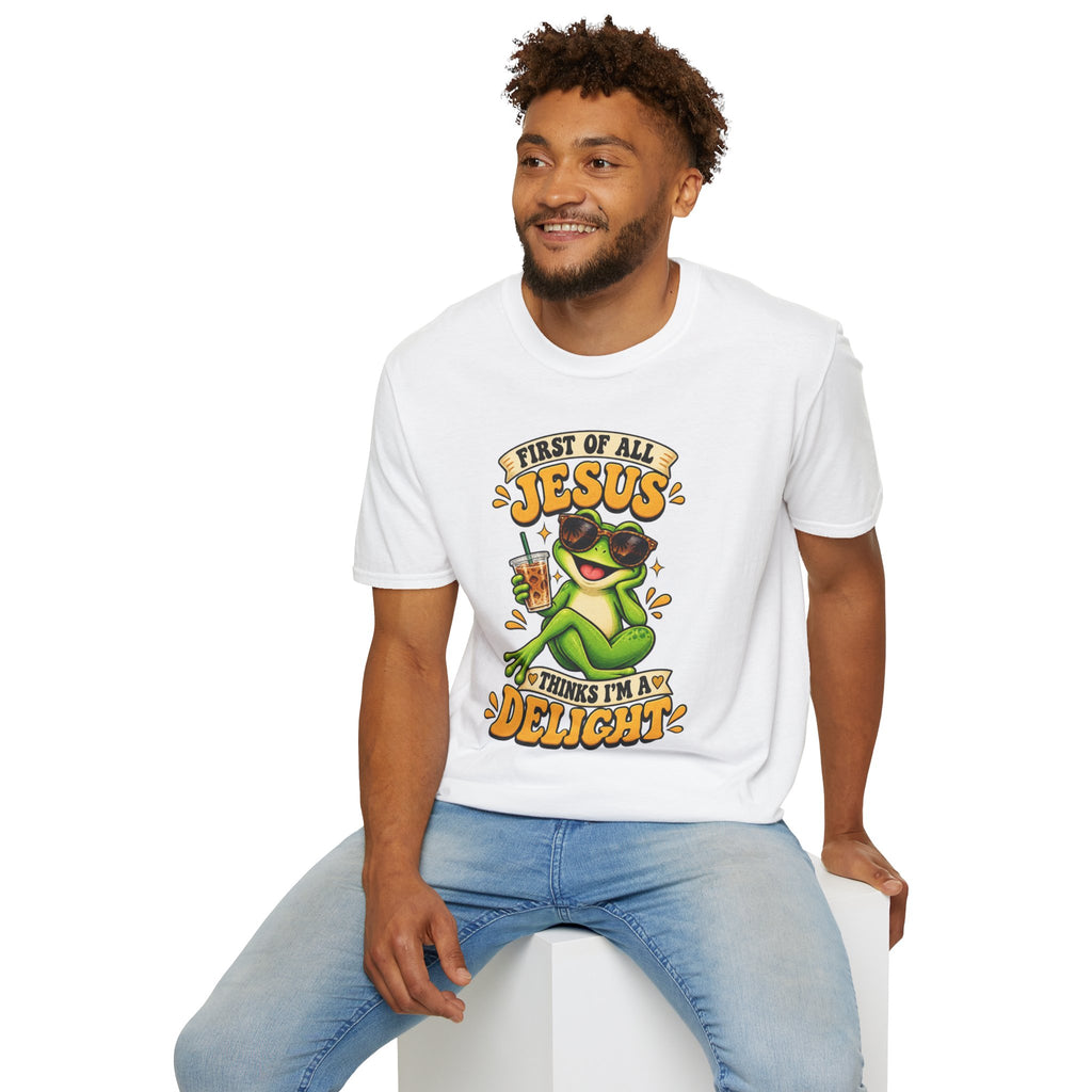 Jesus Frog T-Shirt — "First of All Jesus" Cute Frog Christian Tee