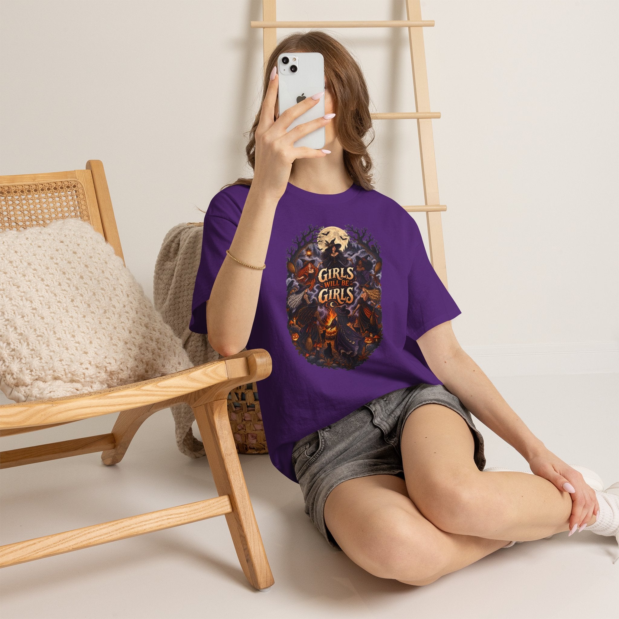 Girls Will Be Girls T-Shirt — Witchy Campfire Illustration Tee