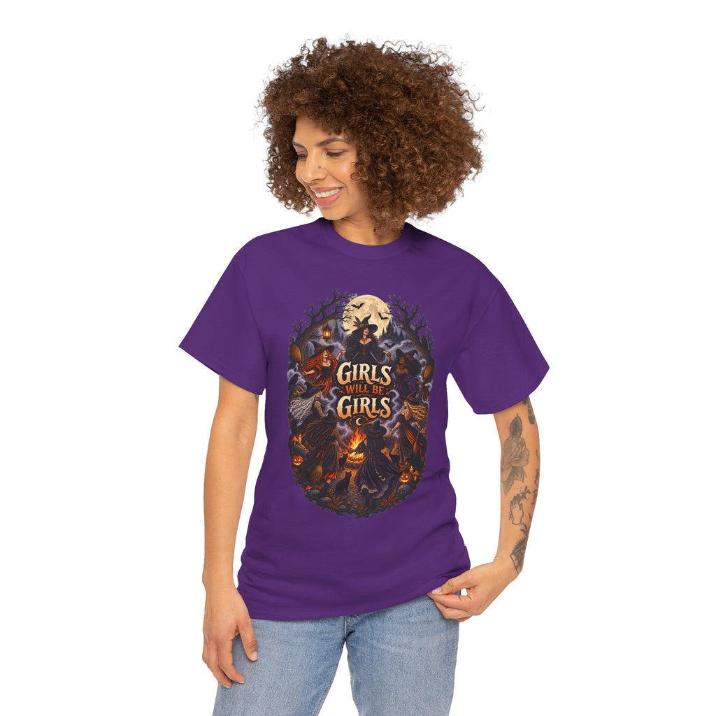 Girls Will Be Girls T-Shirt — Witchy Campfire Illustration Tee