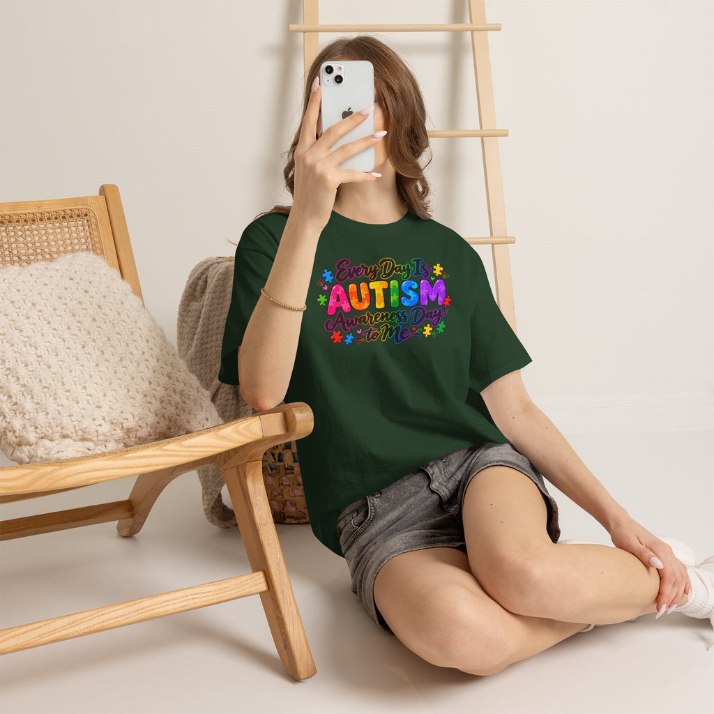 Autism Awareness T-Shirt — "Every Day Is Autism Awareness Day to Me" Colorful Puzzle Tee