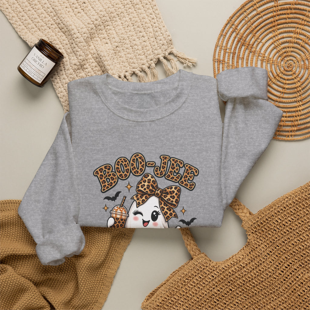 Ghost Trick Crewneck Sweatshirt — "Boo-tiful" Leopard Halloween Ghost Design