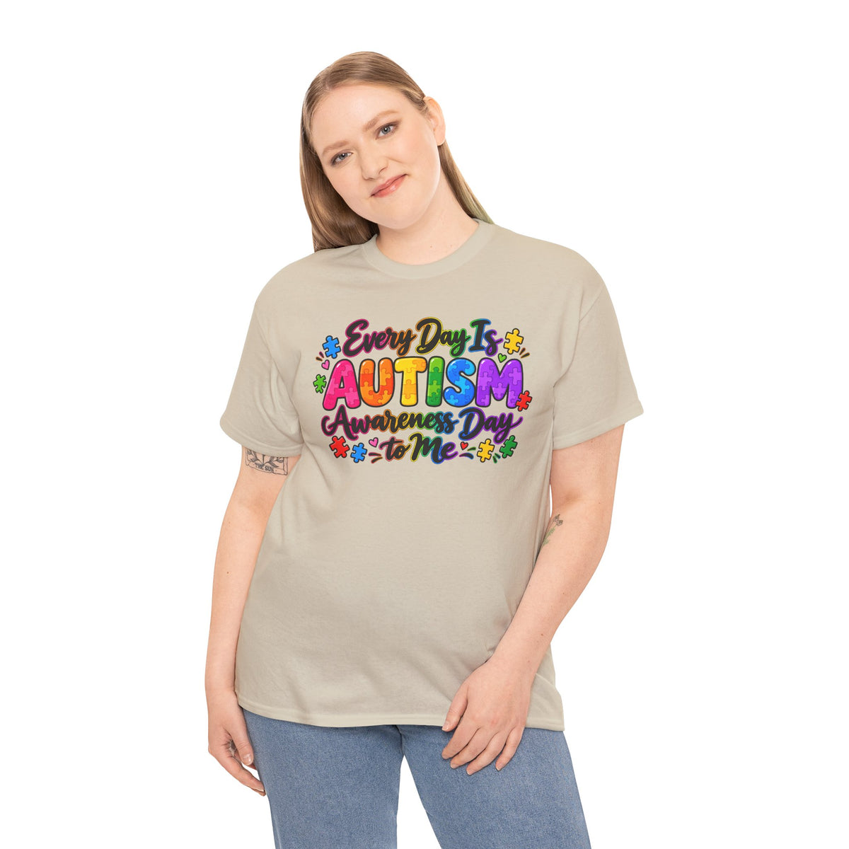 Autism Awareness T-Shirt — "Every Day Is Autism Awareness Day to Me" Colorful Puzzle Tee