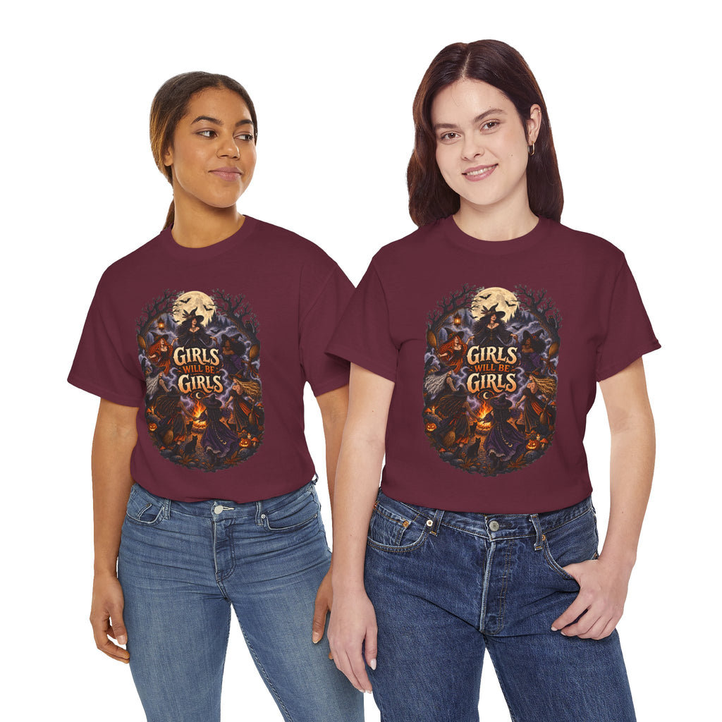 Girls Will Be Girls T-Shirt — Witchy Campfire Illustration Tee