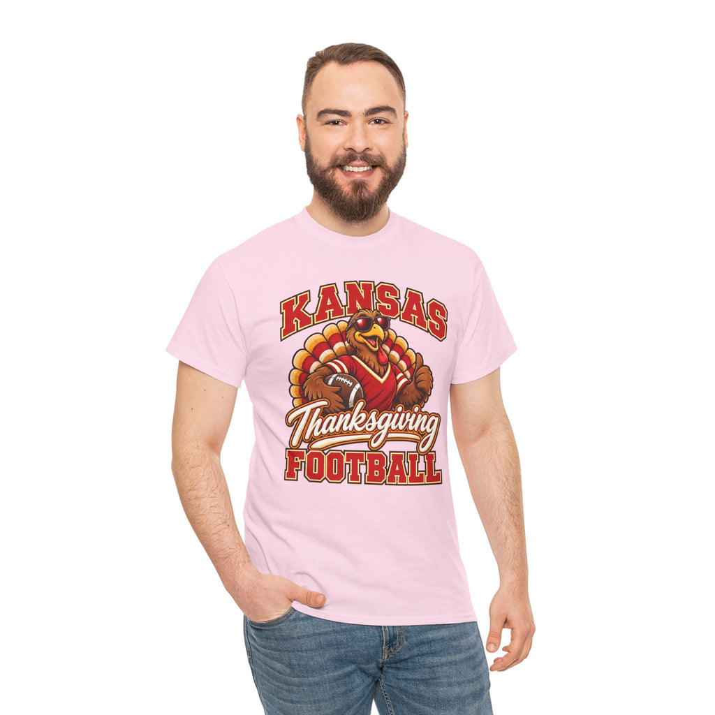Kansas Thanksgiving Football T‑Shirt — Turkey Mascot Holiday Game Tee