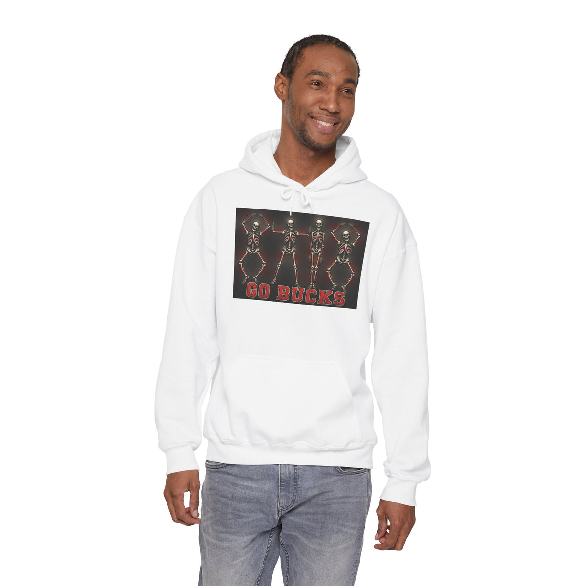 Go Bucks Hoodie — Vintage Red Deer Antlers Graphic Hooded Sweatshirt