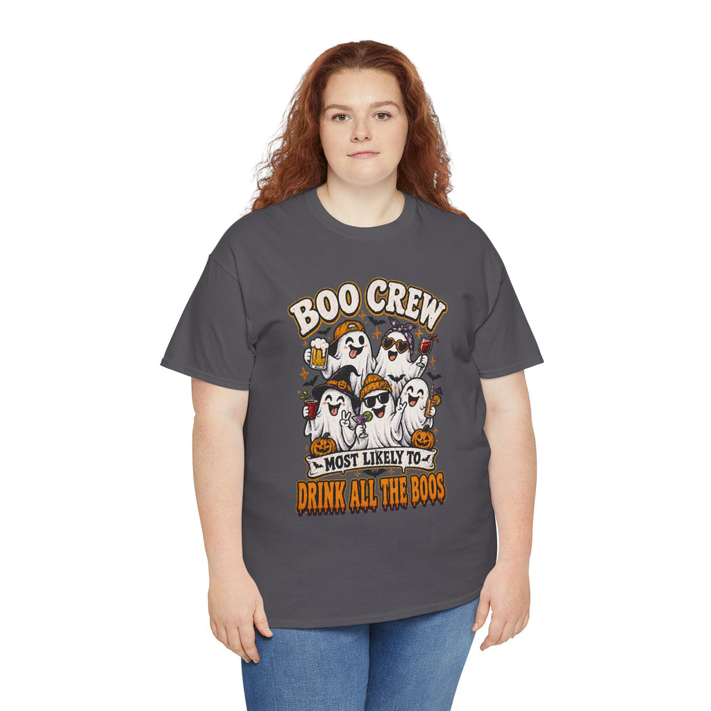 Boo Crew Halloween Tee — “Most Likely To Drink All The Boos” Ghost Party Shirt