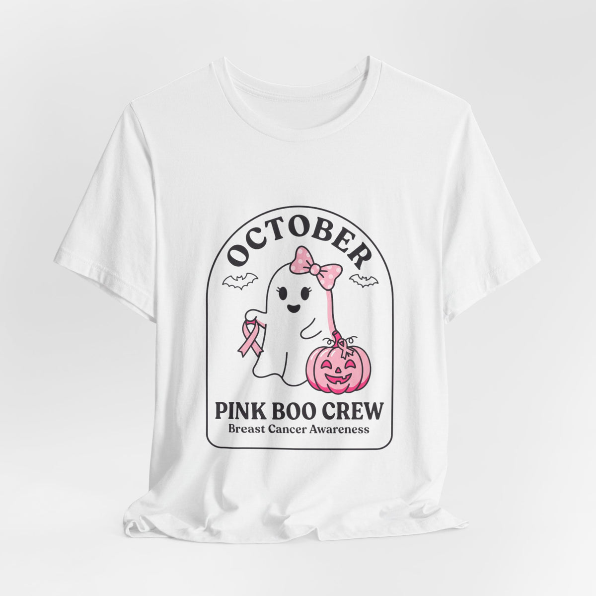 October Pink Boo Crew Tee — Breast Cancer Awareness Ghost T-Shirt