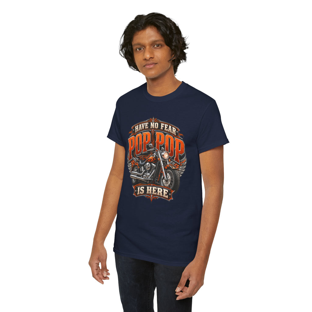 Pop Pop Is Here Motorcycle Dad T-Shirt