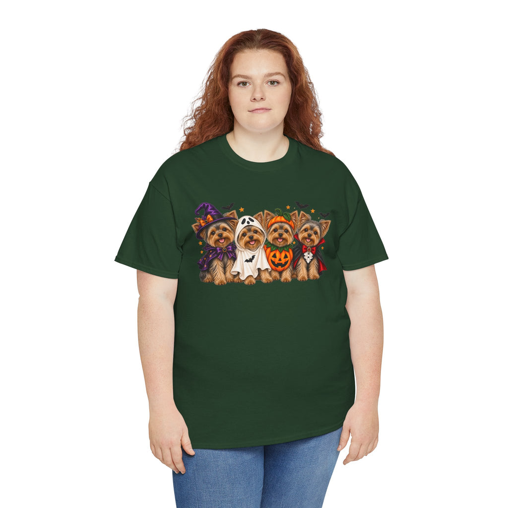 Halloween Yorkie T-Shirt — Cute Yorkies in Costumes (Pumpkin, Ghost, Witch, Vampire)