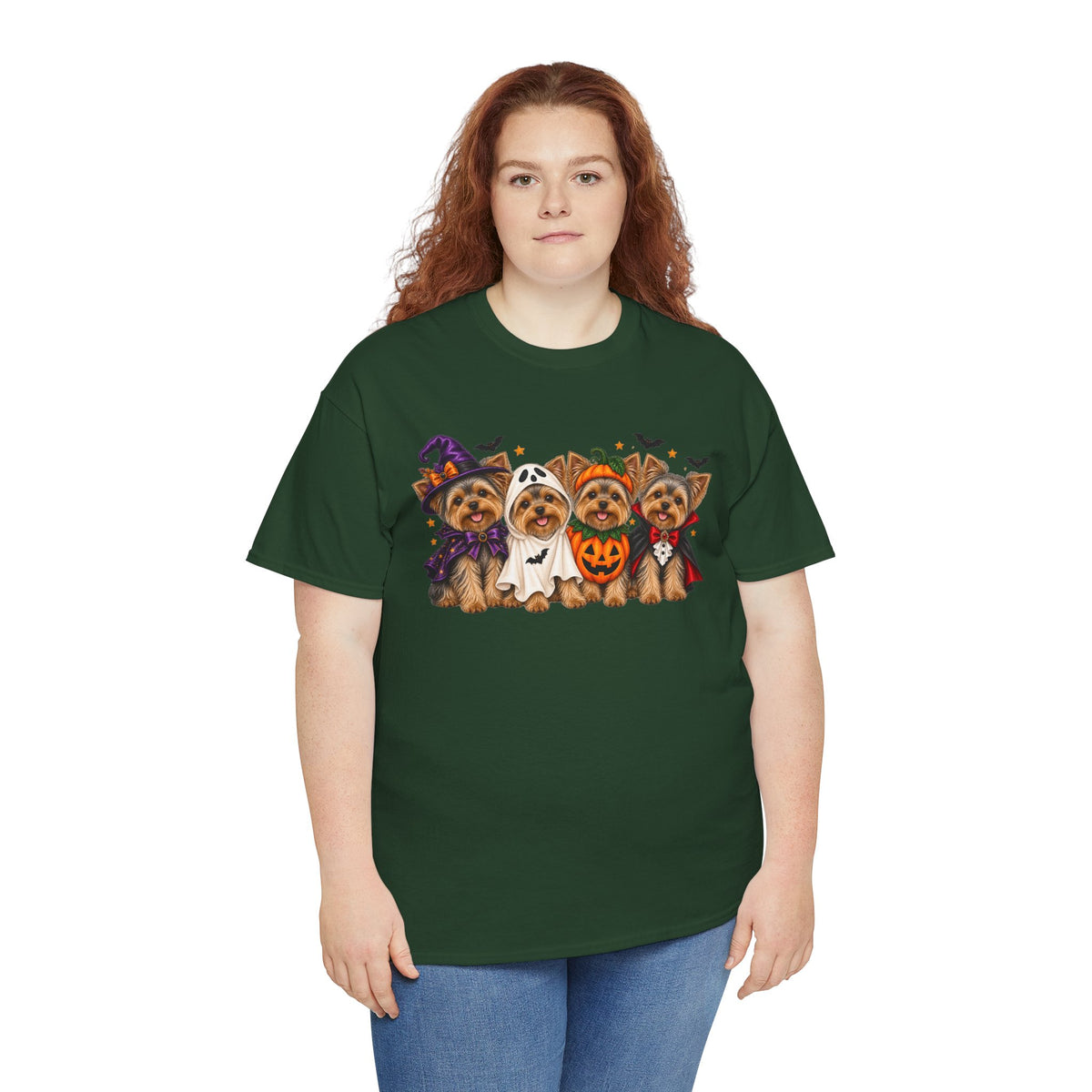 Halloween Yorkie T-Shirt — Cute Yorkies in Costumes (Pumpkin, Ghost, Witch, Vampire)
