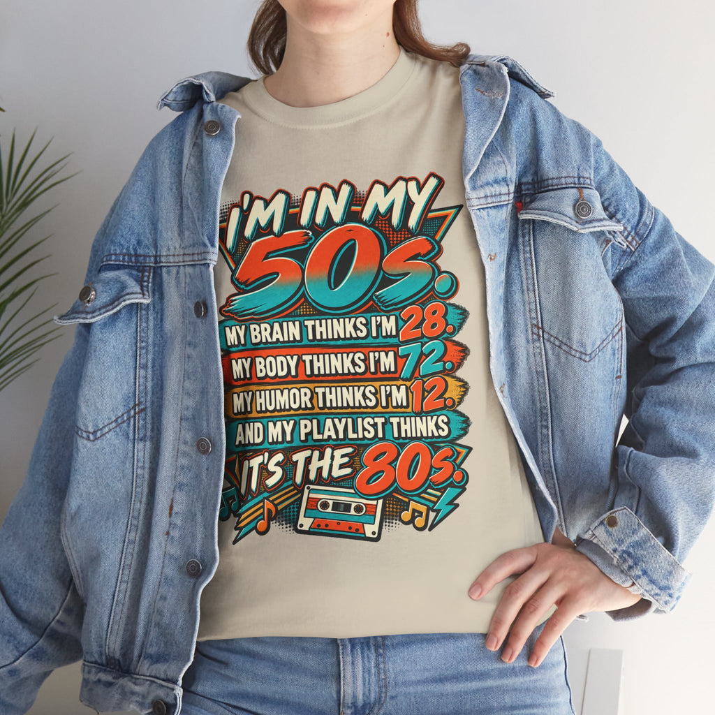 Retro 50s Birthday T‑Shirt — "I'm in My 50s" 80s Playlist Cassette Tee
