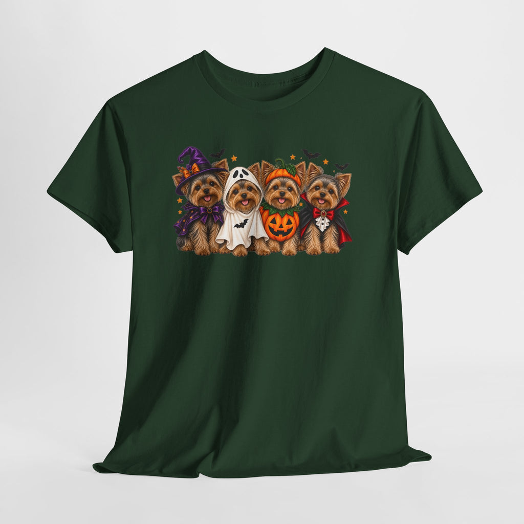 Halloween Yorkie T-Shirt — Cute Yorkies in Costumes (Pumpkin, Ghost, Witch, Vampire)