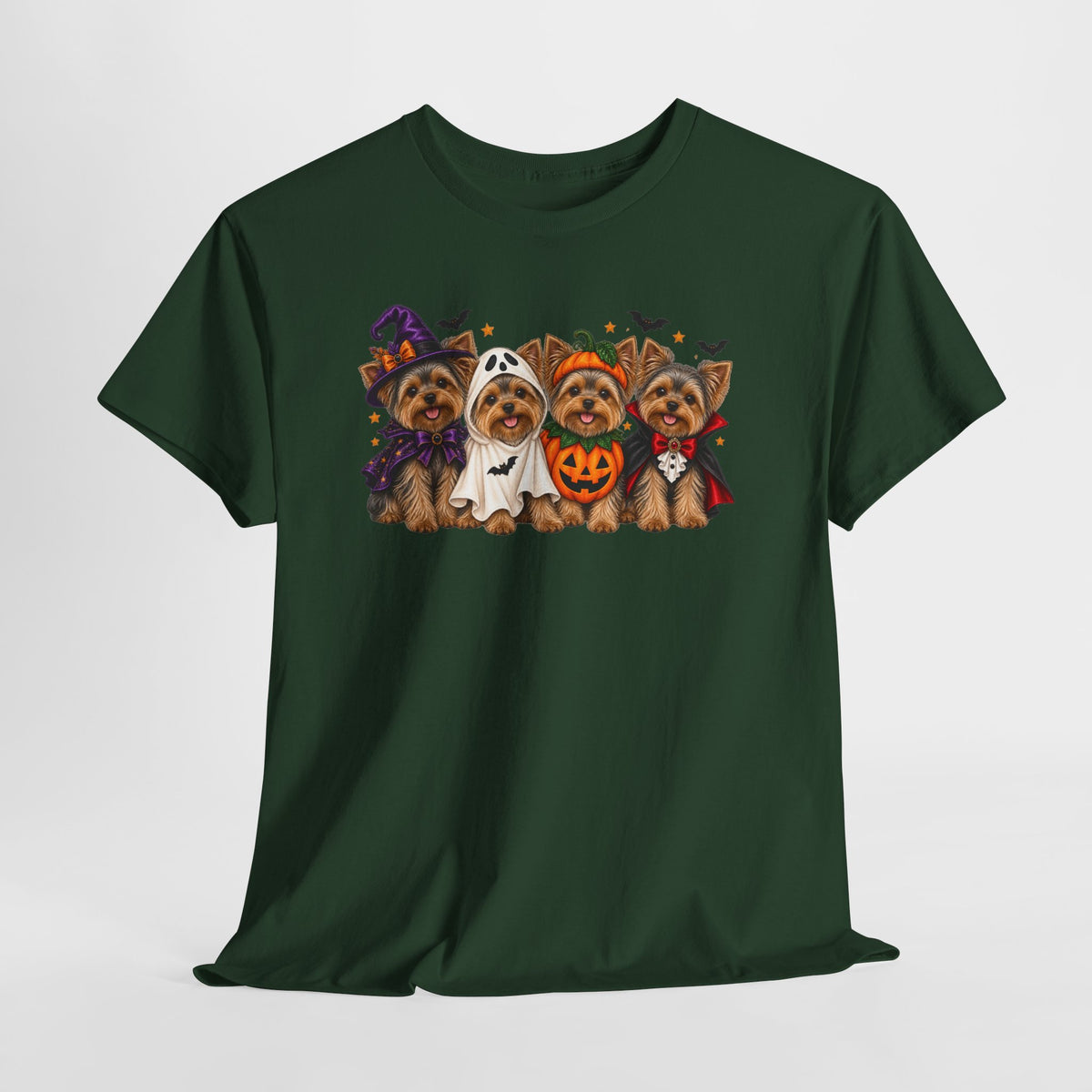 Halloween Yorkie T-Shirt — Cute Yorkies in Costumes (Pumpkin, Ghost, Witch, Vampire)
