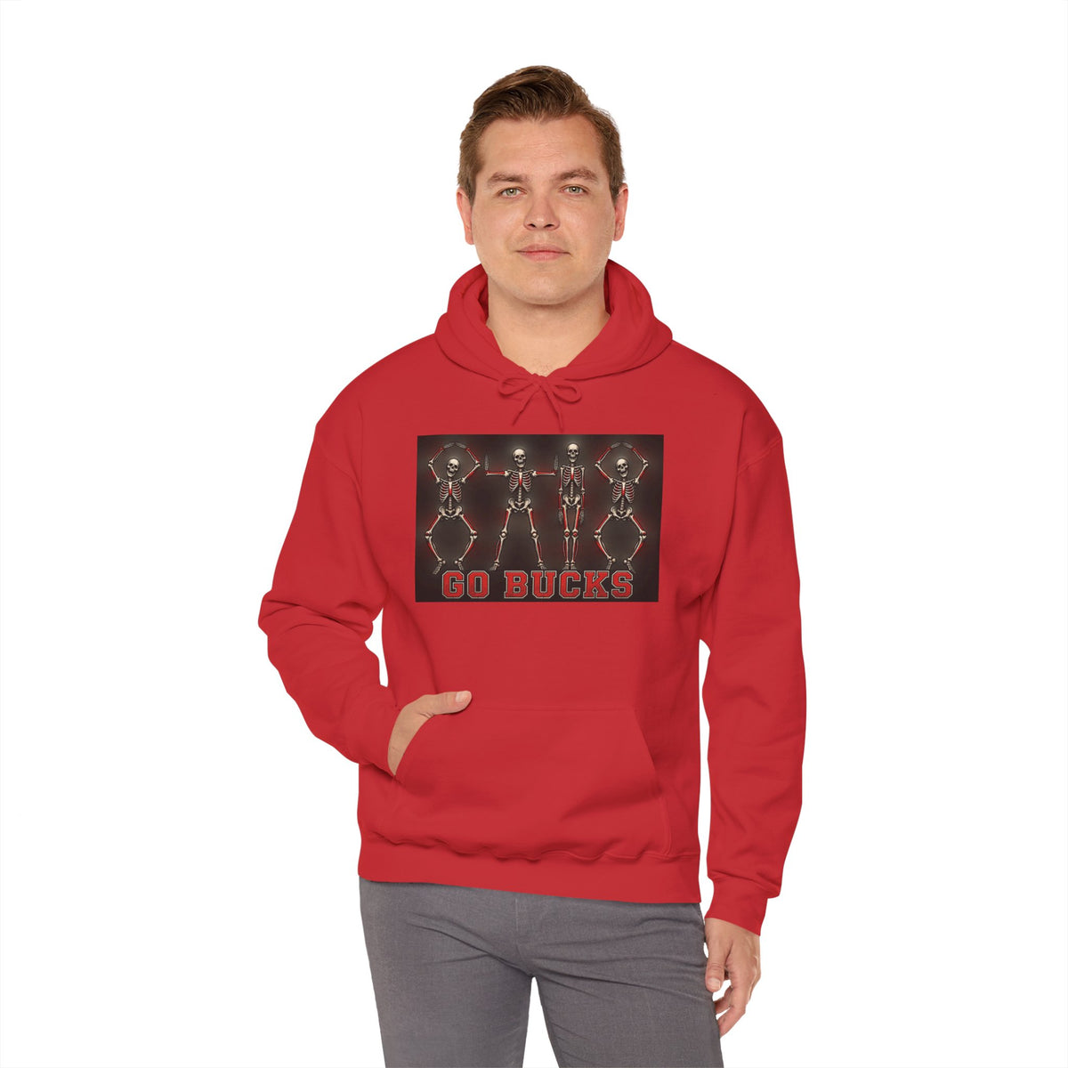 Go Bucks Hoodie — Vintage Red Deer Antlers Graphic Hooded Sweatshirt