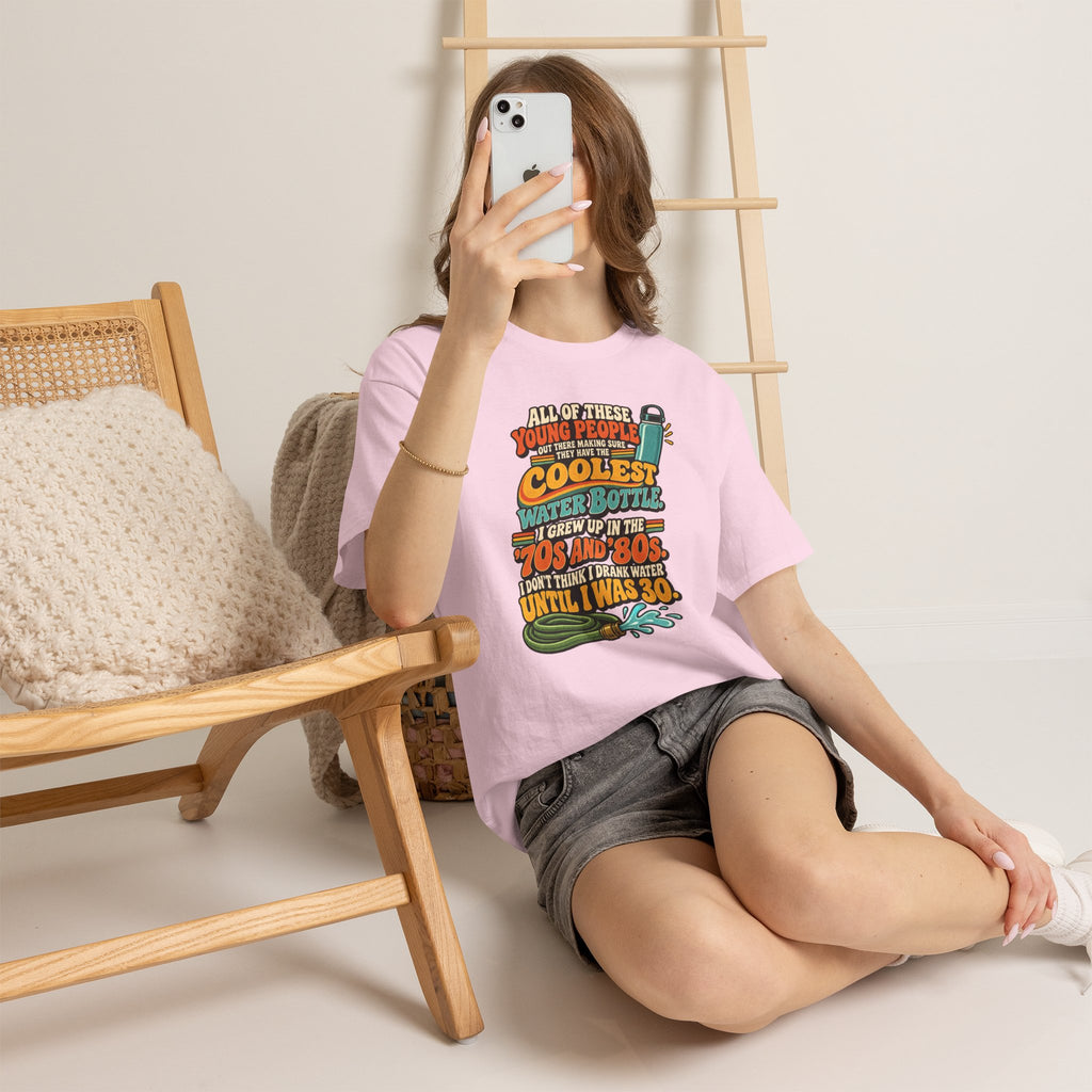 Retro 70s-80s Funny Water Bottle Tee — "Coolest Water Bottle" Graphic T-Shirt