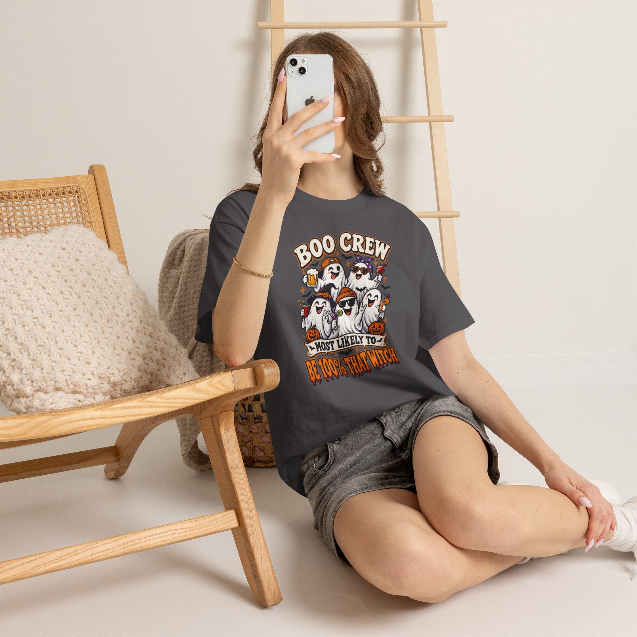 Boo Crew Halloween T-Shirt – "Most Likely To Be 100% That Witch" Ghosts Tee