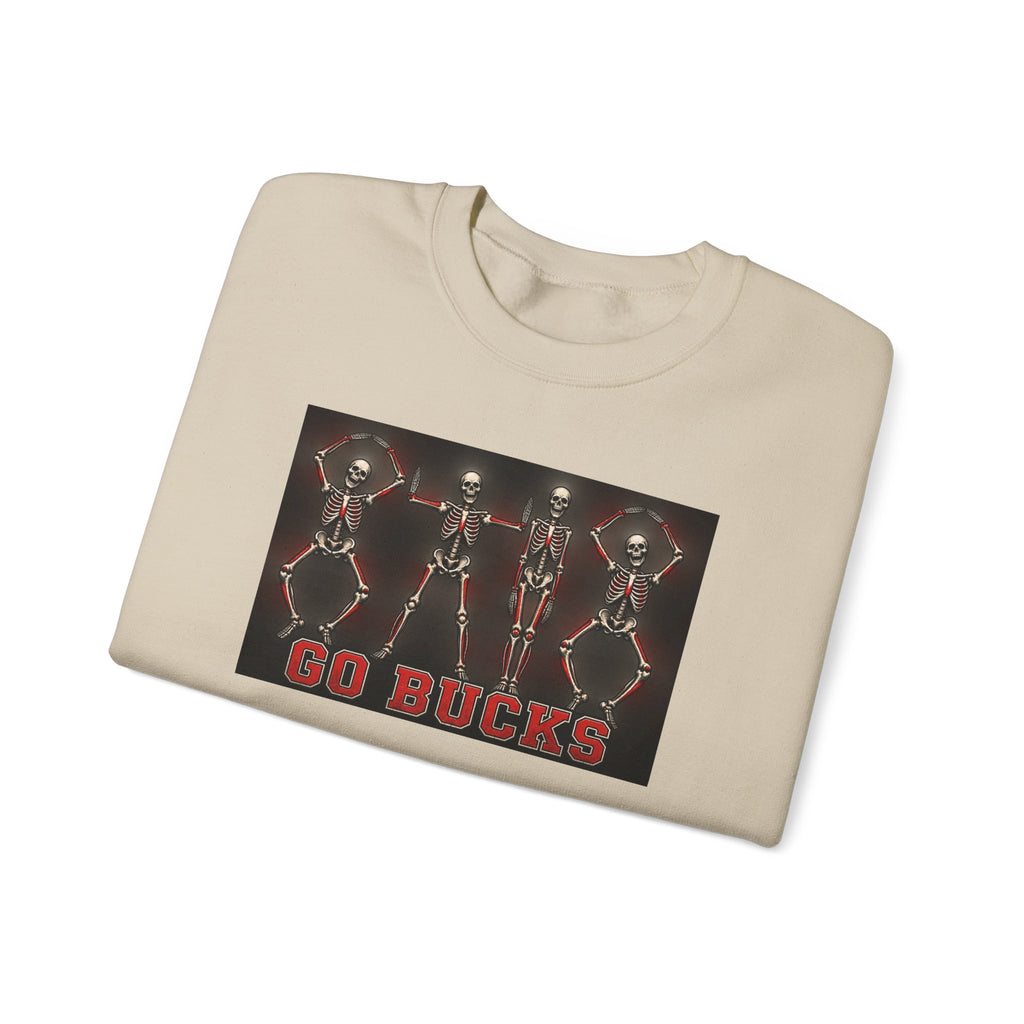 Crewneck Sweatshirt — 'Go Bucks' Dance Skeletons Graphic