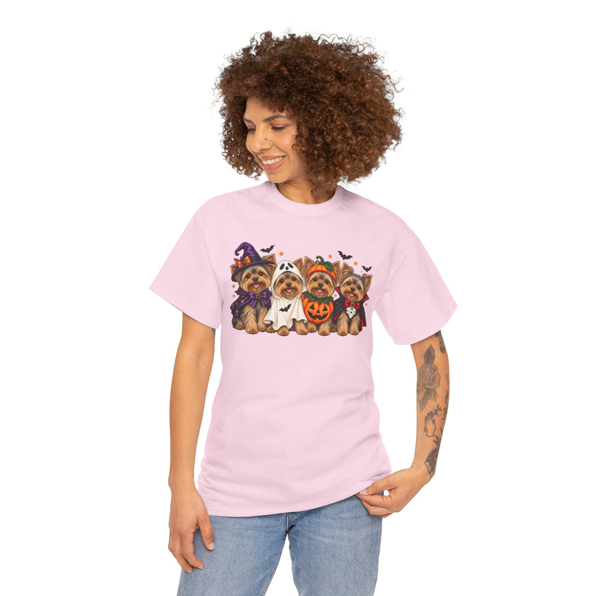Halloween Yorkie T-Shirt — Cute Yorkies in Costumes (Pumpkin, Ghost, Witch, Vampire)