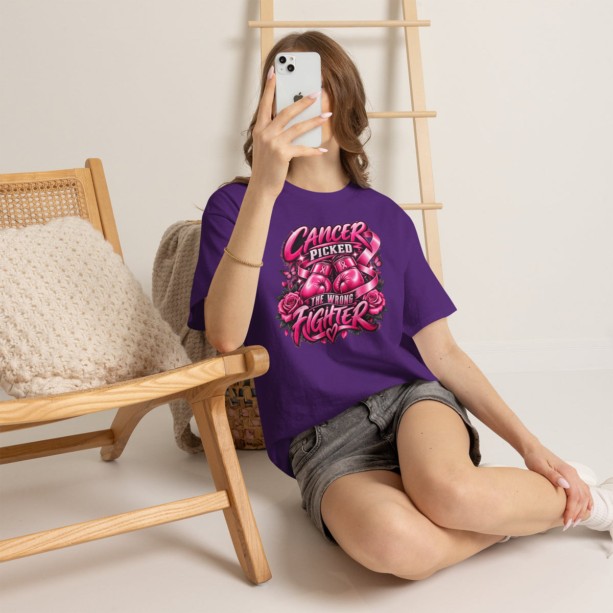 Cancer Picked The Wrong Fighter T-Shirt — Breast Cancer Awareness Support Tee