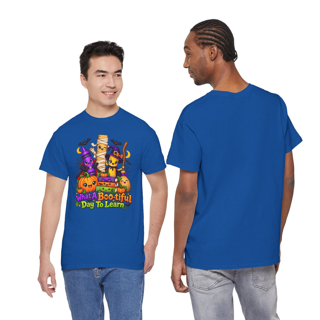 Halloween Teacher Tee — "What A Boo-tiful Day To Learn" Kids' Classroom Shirt